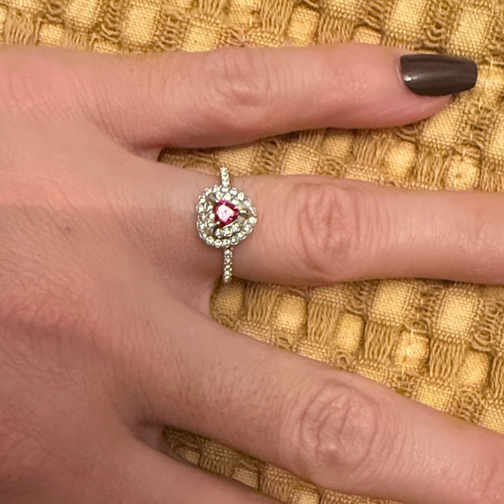 Swarovski crystal pink heart Gemstone Ring
